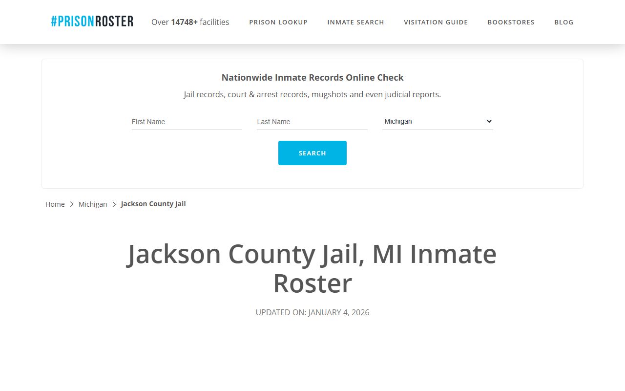 Jackson County inmate population jail information page