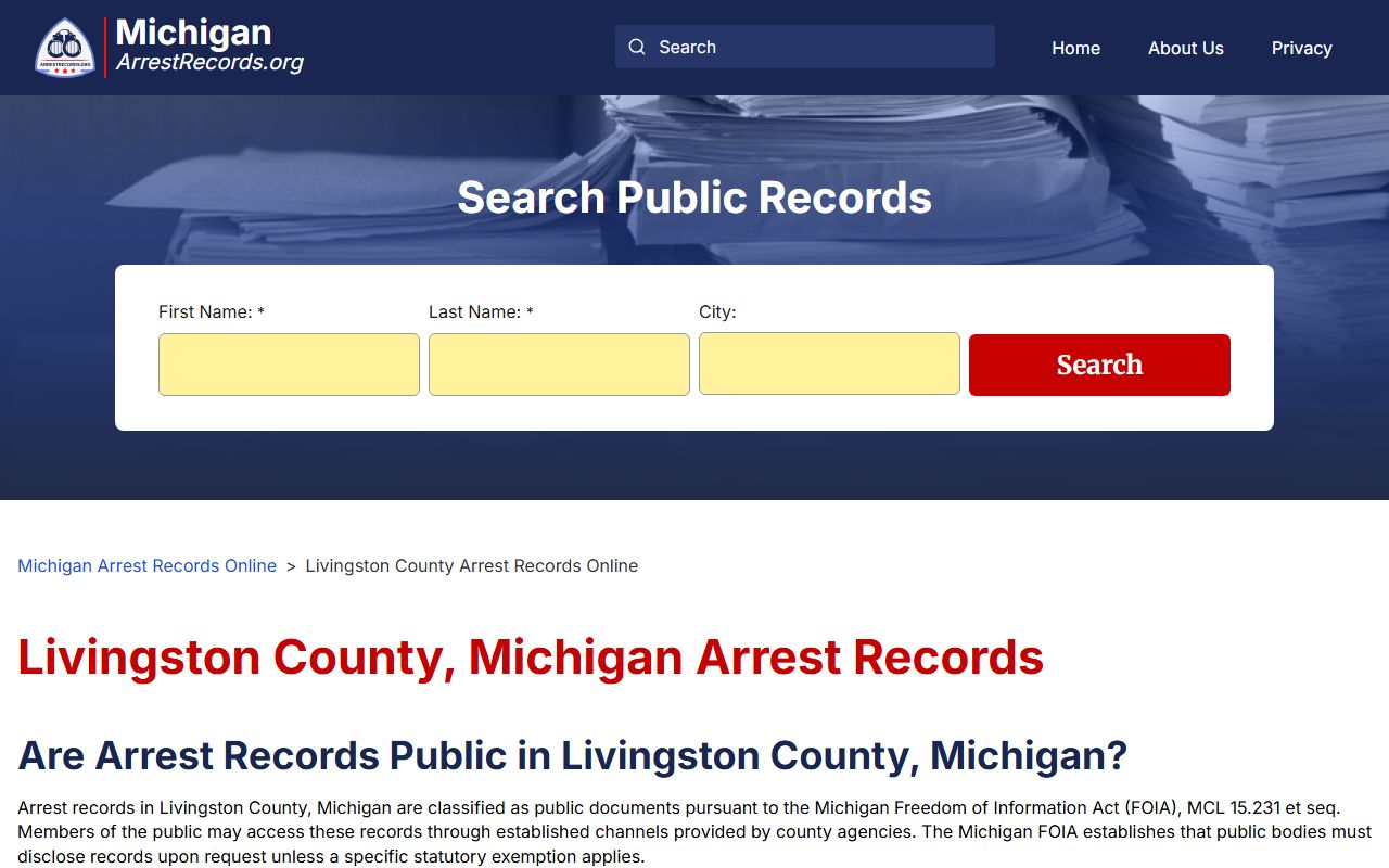 livingston county inmate population arrest records search