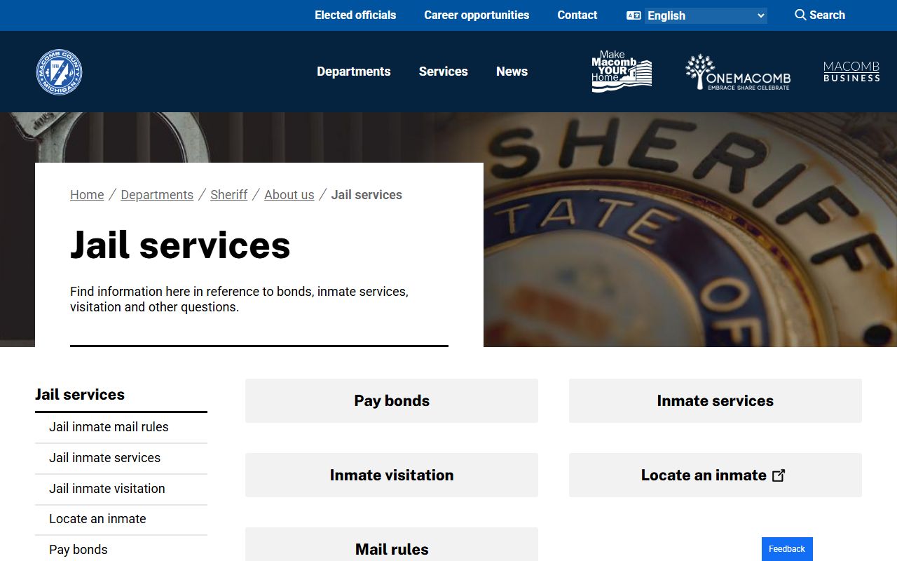 Macomb County Sheriff's Office inmate population search portal